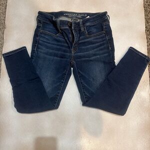 American Eagle Women's Deep Blue Skinny Jeans jegging crop size 4